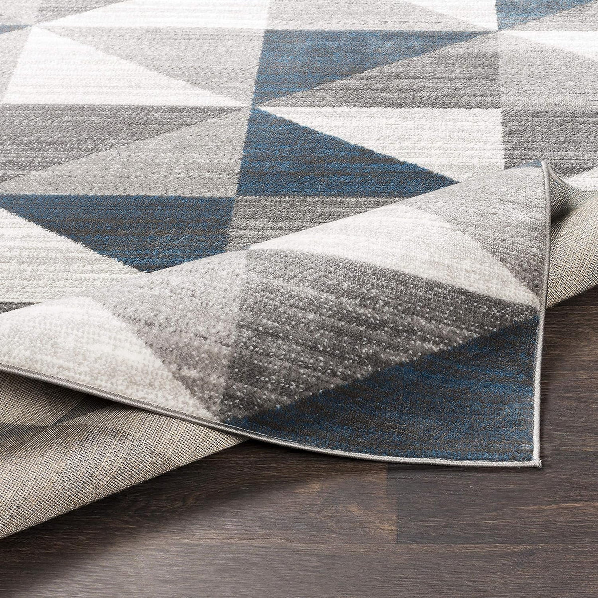 Sky Blue Navy Grey White Square Area Rug X825662