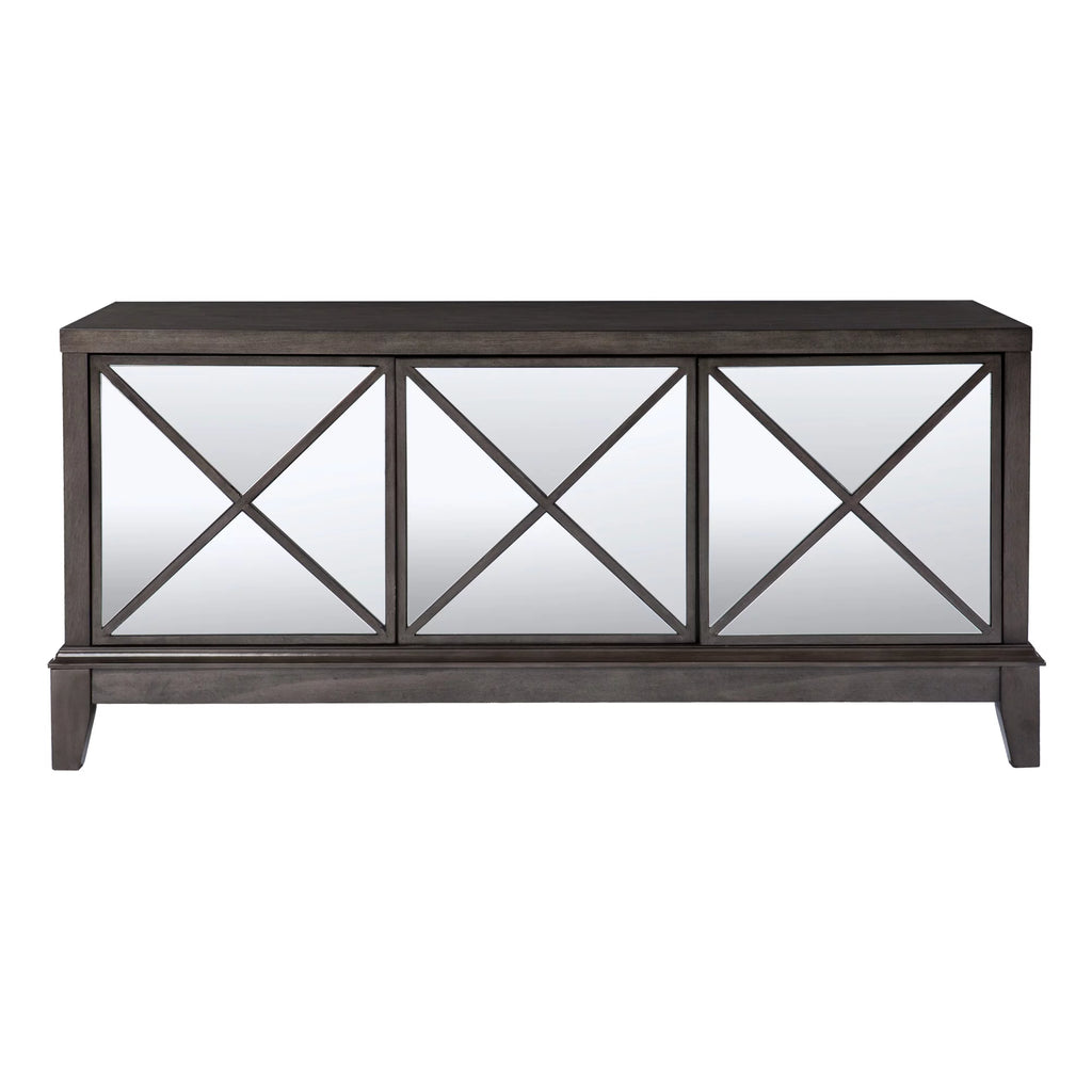 50" Brown Mirrored Media Cabinet with Storage S93085