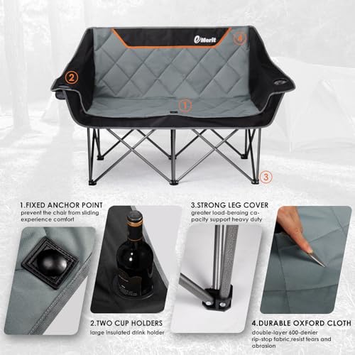 Oversized 2 Person Folding Camping Chair with Padded Seats O328110