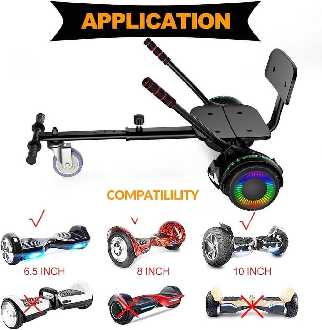 Black Hoverboard Seat Attachment for 6.5" 8" 10" Self Balancing Scooter A7687