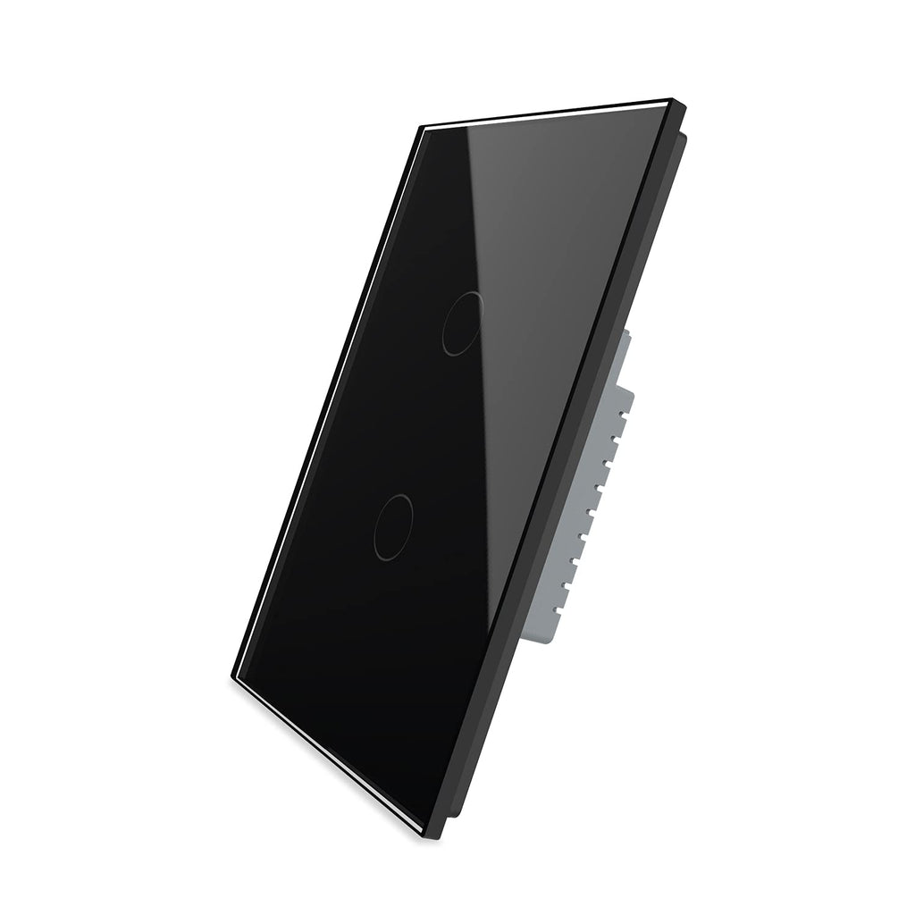 Black Wall Touch Light Switch, 2 Gang 1 Way G416