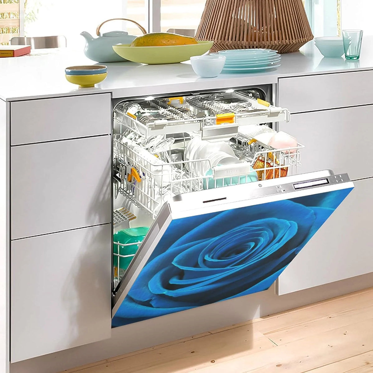 Blue Rose Magnetic Dishwasher Cover 23 x 26 Inch K79203