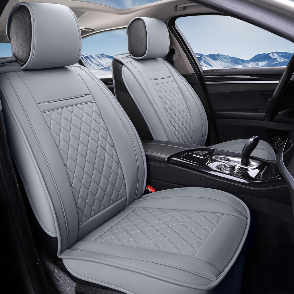 2 Pcs Black with Red Line Waterproof PU Leather Car Seat Cover S482