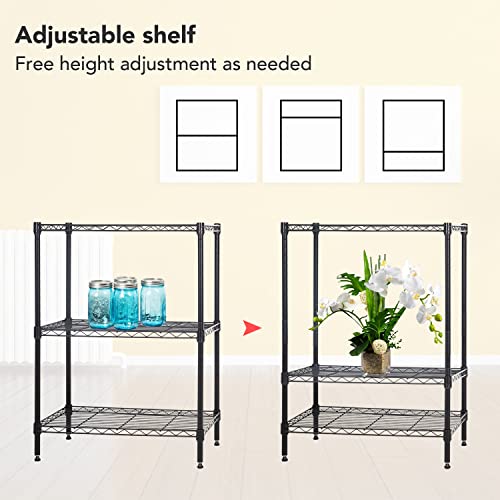 Black 4 Tier Steel Wire Shelving Unit H2758
