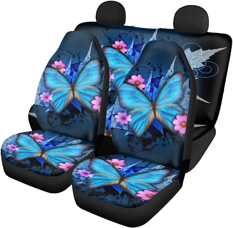 Black and White Cow Print Car Seat Cover 4piece J8466
