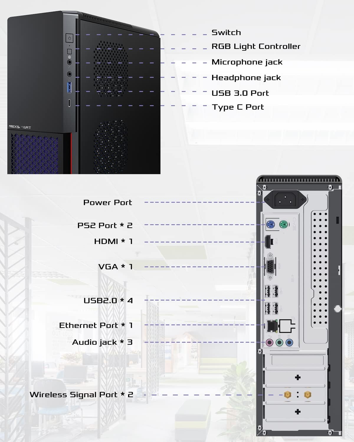 16GB RAM 512GB SSD Core i7-4765T Desktop Computer Z15619