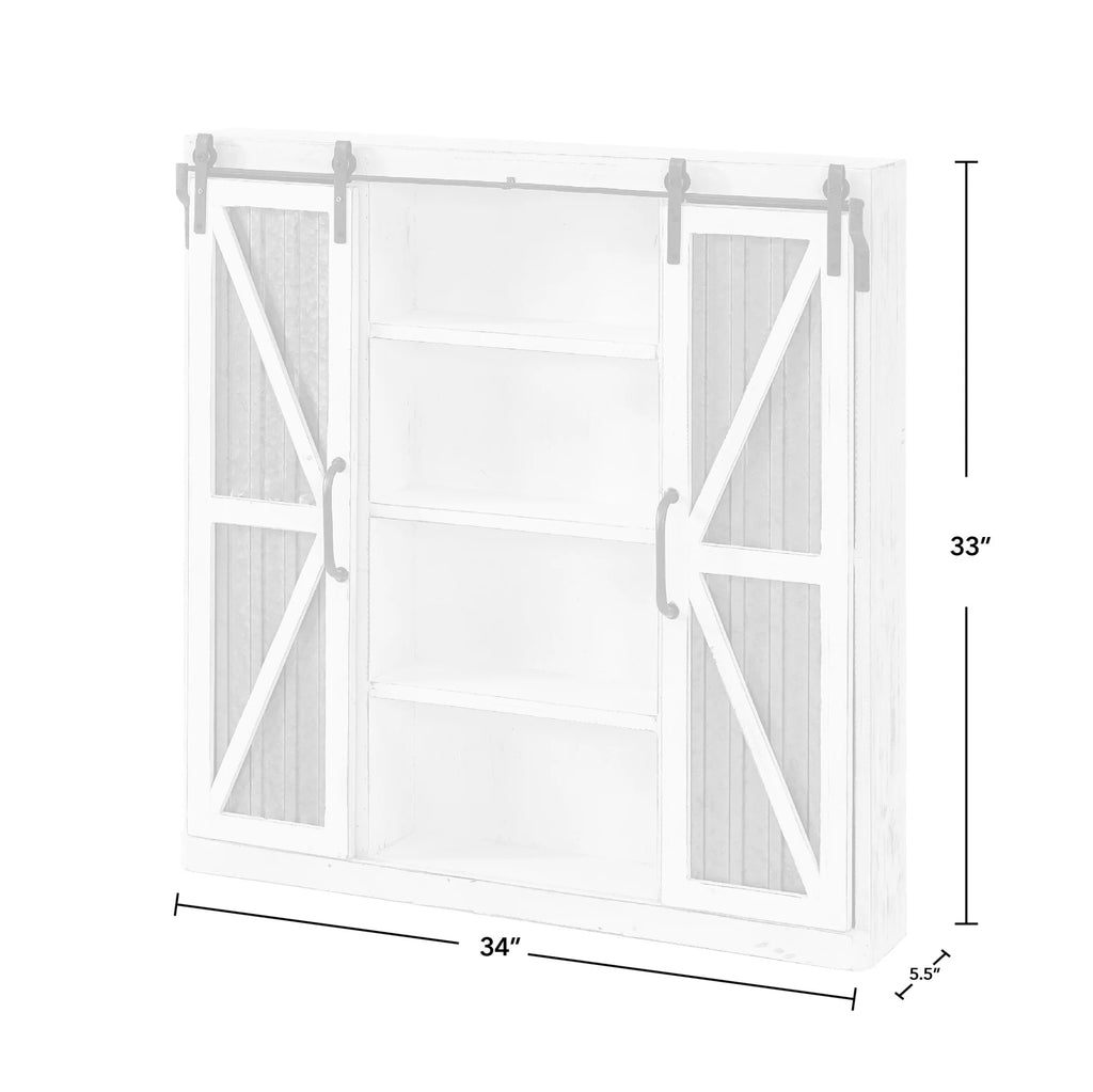 White and Silver Wood Cabinet E192