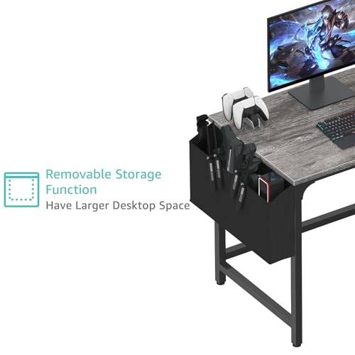 Black 40 Inch Reversible Computer Desk with Fabric Drawers B8365