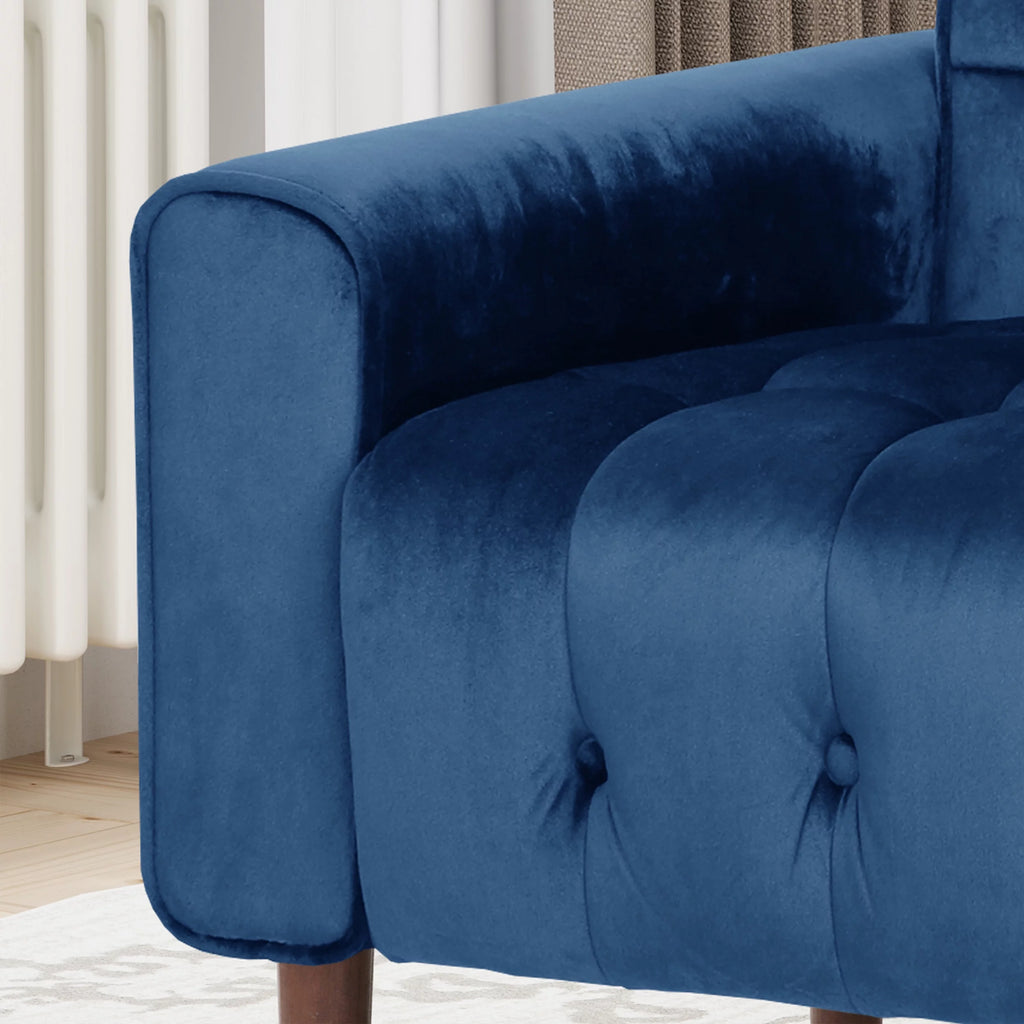 Navy Blue Velvet Tufted Armchair Q2298