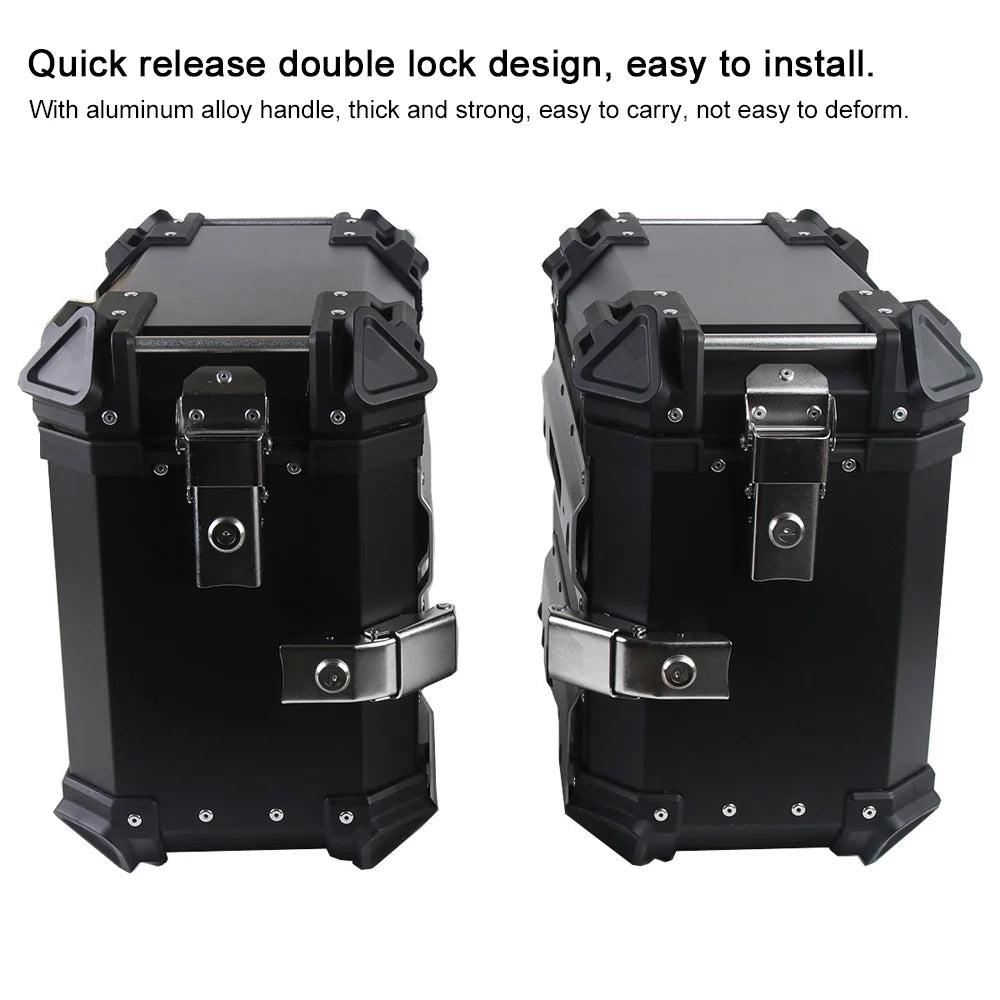 1 Pair 35L Aluminum Alloy Motorcycle Side Storage Box with 4 Keys T91744