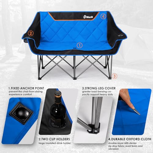 Oversized 2 Person Folding Camping Chair with Padded Seats O328110