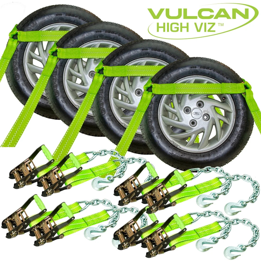 4 Pack Car Tie Down Chain Anchors Side Rail High-Viz 3300 Lbs SWL Y8820
