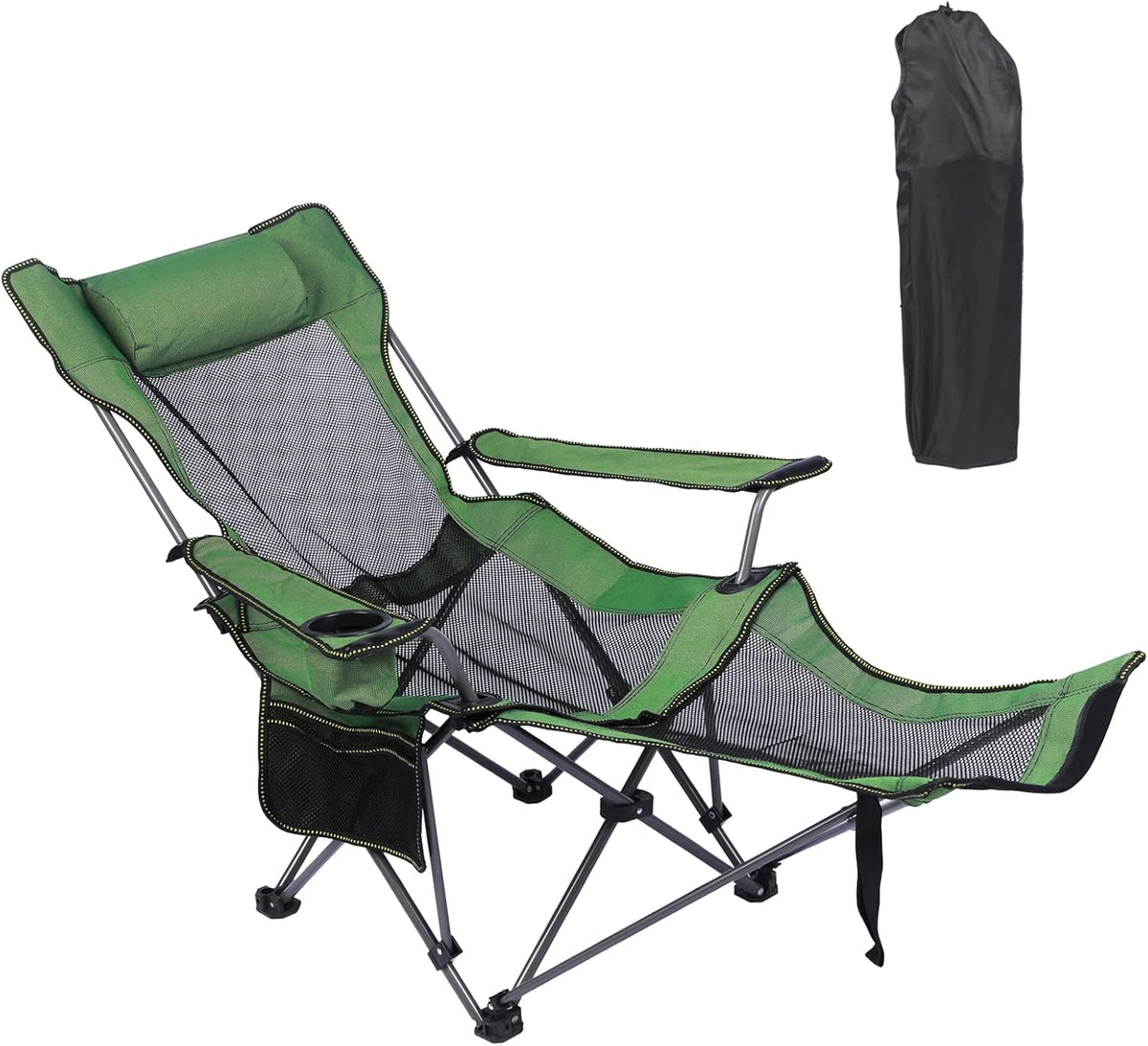 Oversized Folding Reclining Camping Chair with Footrest E619092