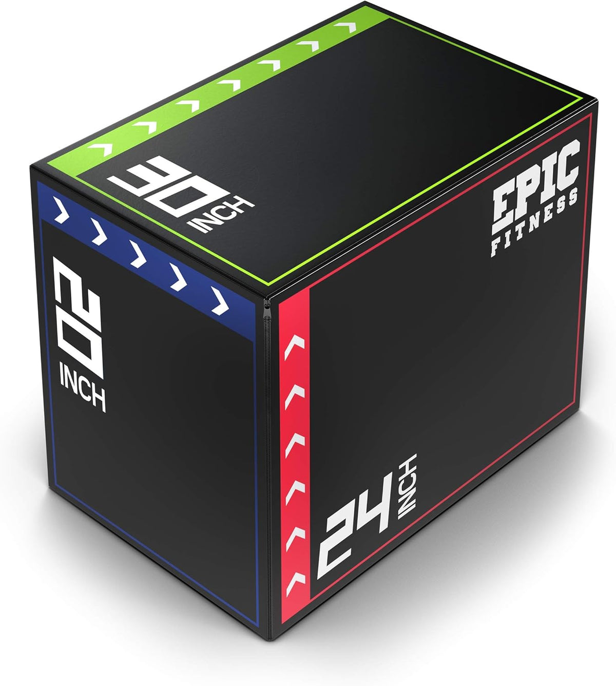 3-in-1 Foam Plyometric Jump Box with High-Density EPE Foam Core and PVC Leather Cover, 20", 24", 30" E368