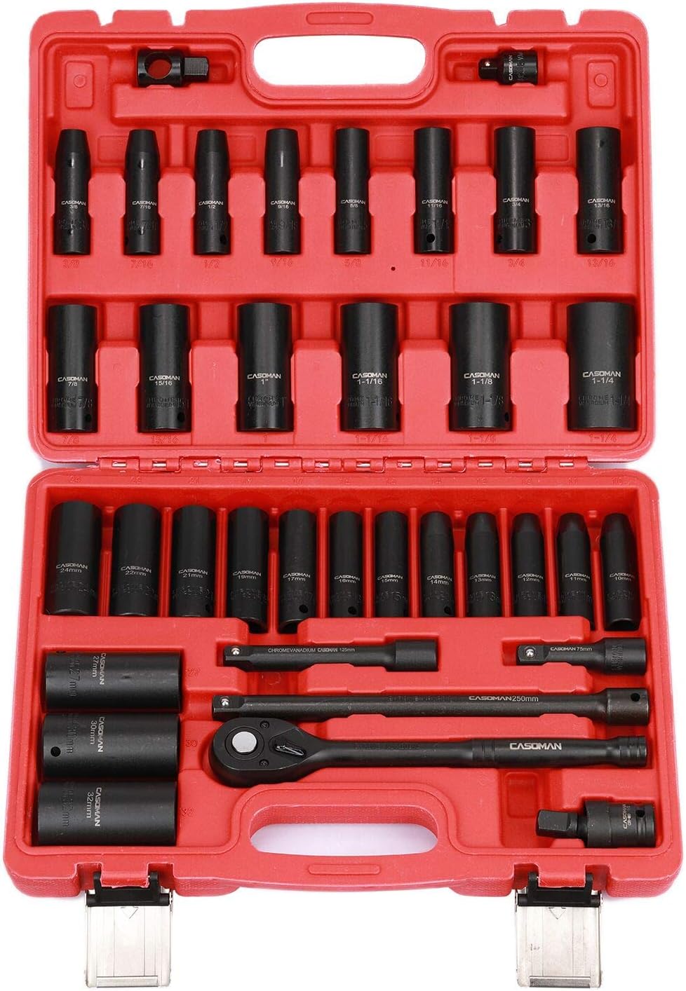 1/2 Drive 36 Piece Deep Impact Socket Set CR-V Steel B4368