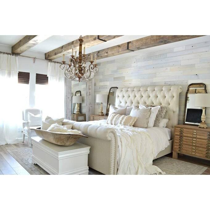 Reclaimed Wooden Wall Planks Peel and Stick 10 Sq. ft Coastal White N236299
