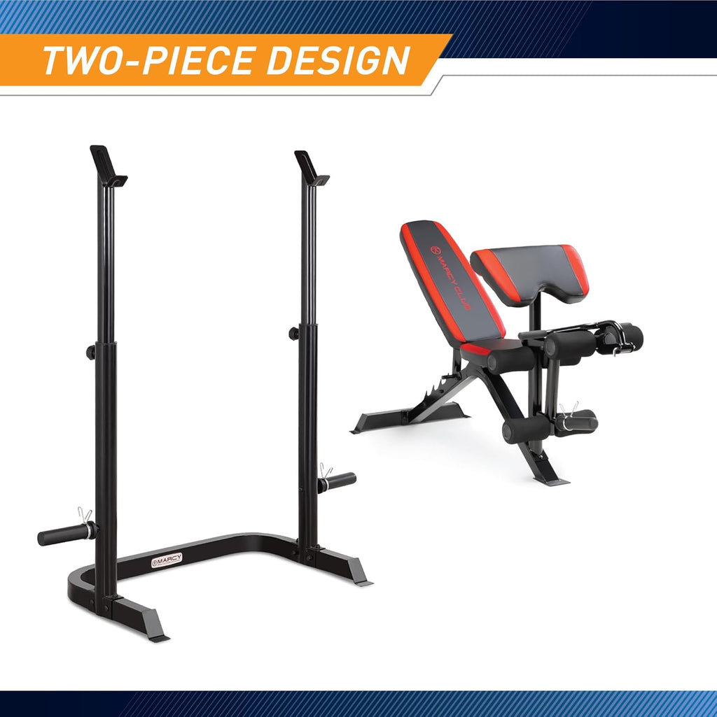 Adjustable Olympic Weight Bench with Leg Developer and Squat Rack B4150