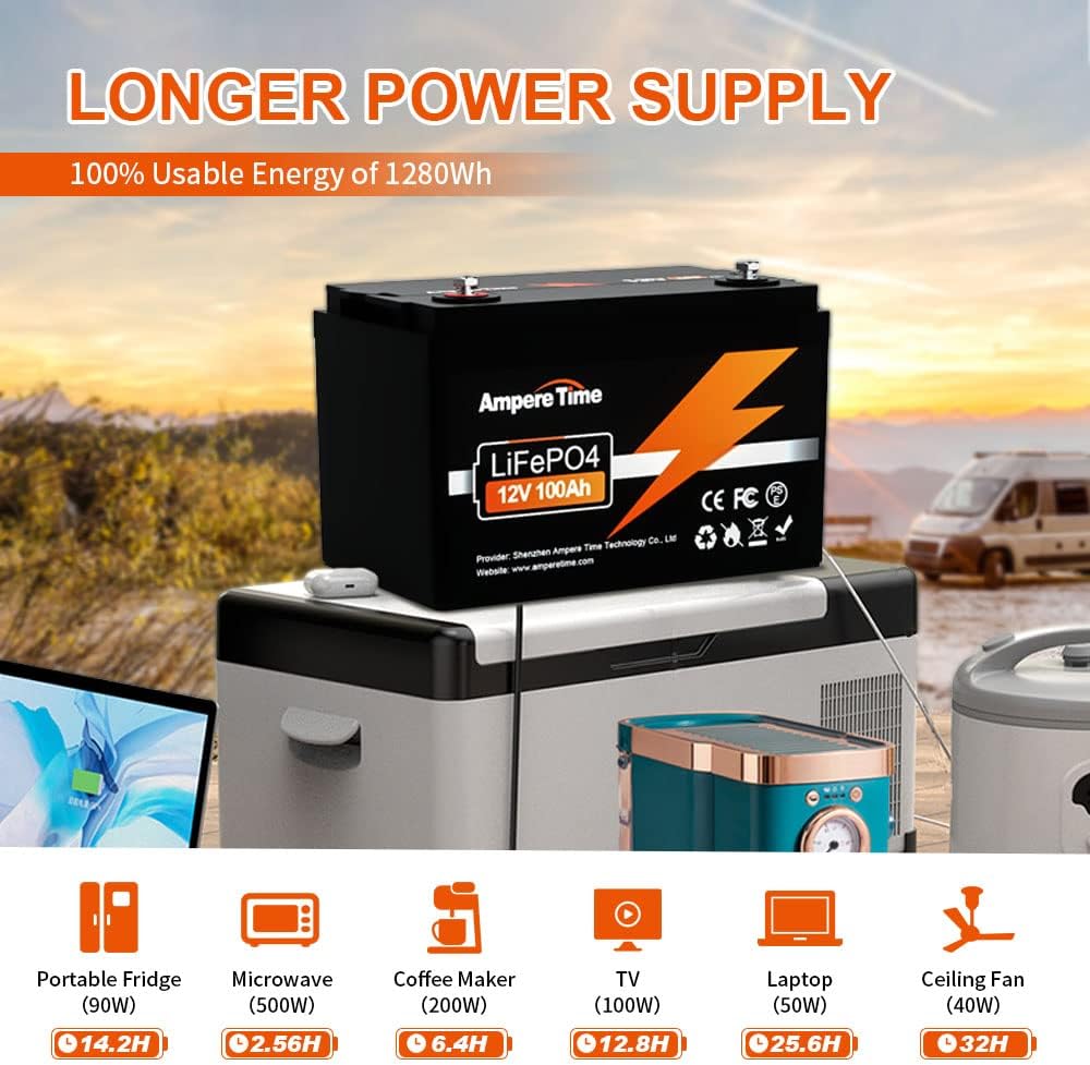 12V 100Ah LiFePO4 Battery with 14.6V 10A Charger Q759402