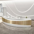Golden Panel Curved LED Light Reception Desk T8358