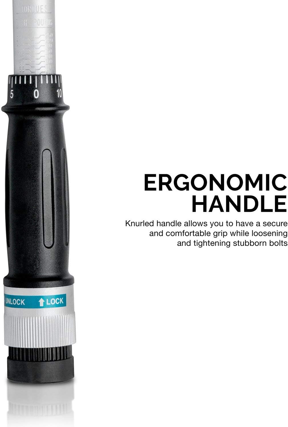 3/4” Drive Adjustable Click Torque Wrench, 50-300 Foot-Pound, Chrome Vanadium Steel E560303