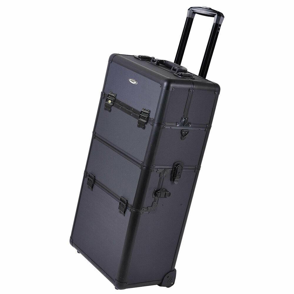 Black Aluminum Rolling Cosmetic Train Case K164
