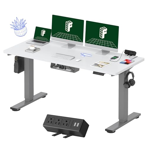 Black Electric Standing Desk with Clamp Power Strip P2062
