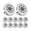 12 Pack 8 LED Solar Ground Lights Waterproof F349