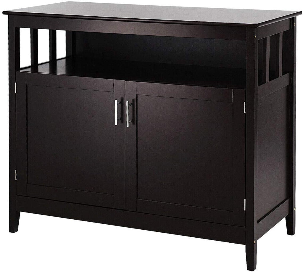 Espresso Wood Kitchen Storage Cabinet Buffet with Adjustable Shelf W491148