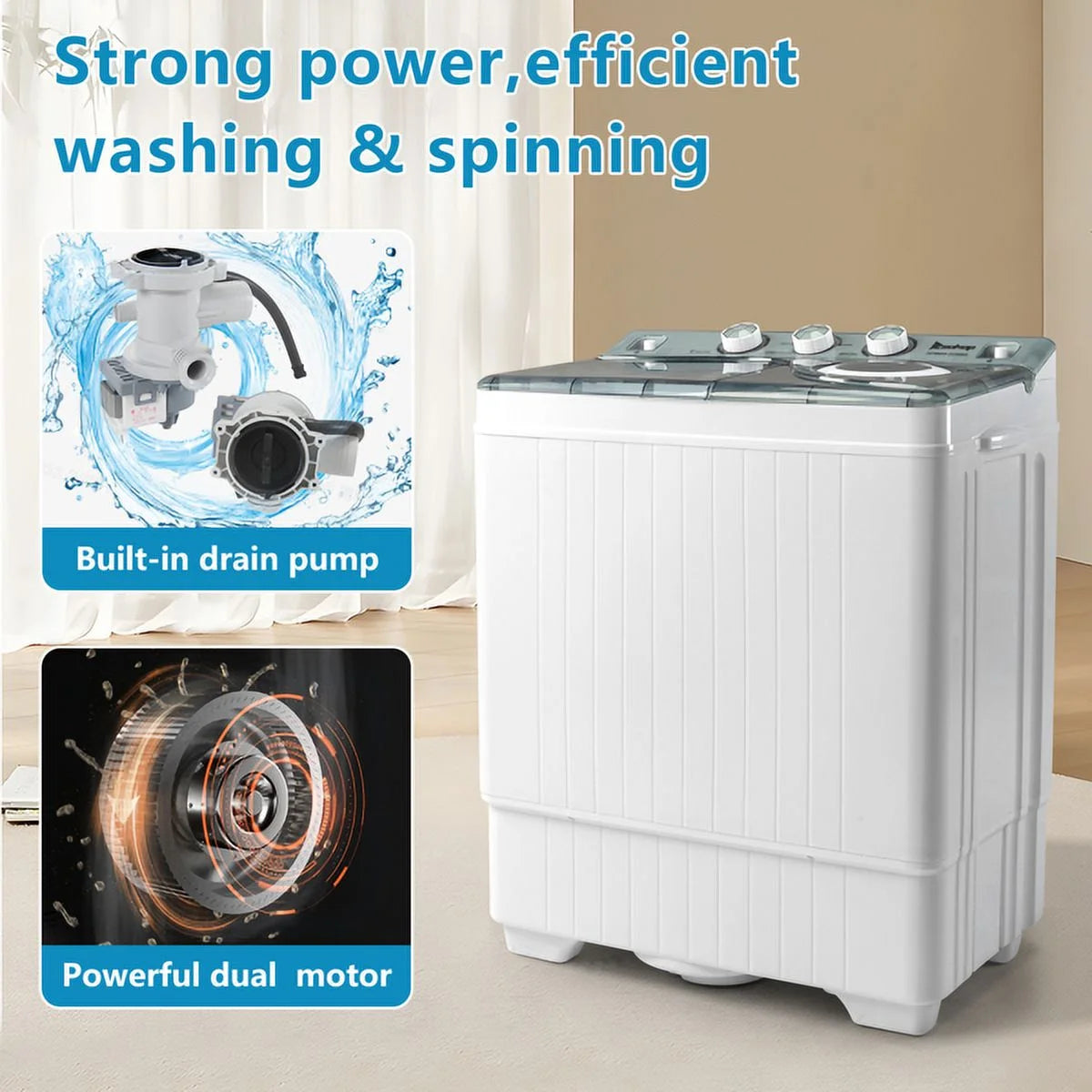 Portable 26lbs Washing Machine with Drain Pump Y43331
