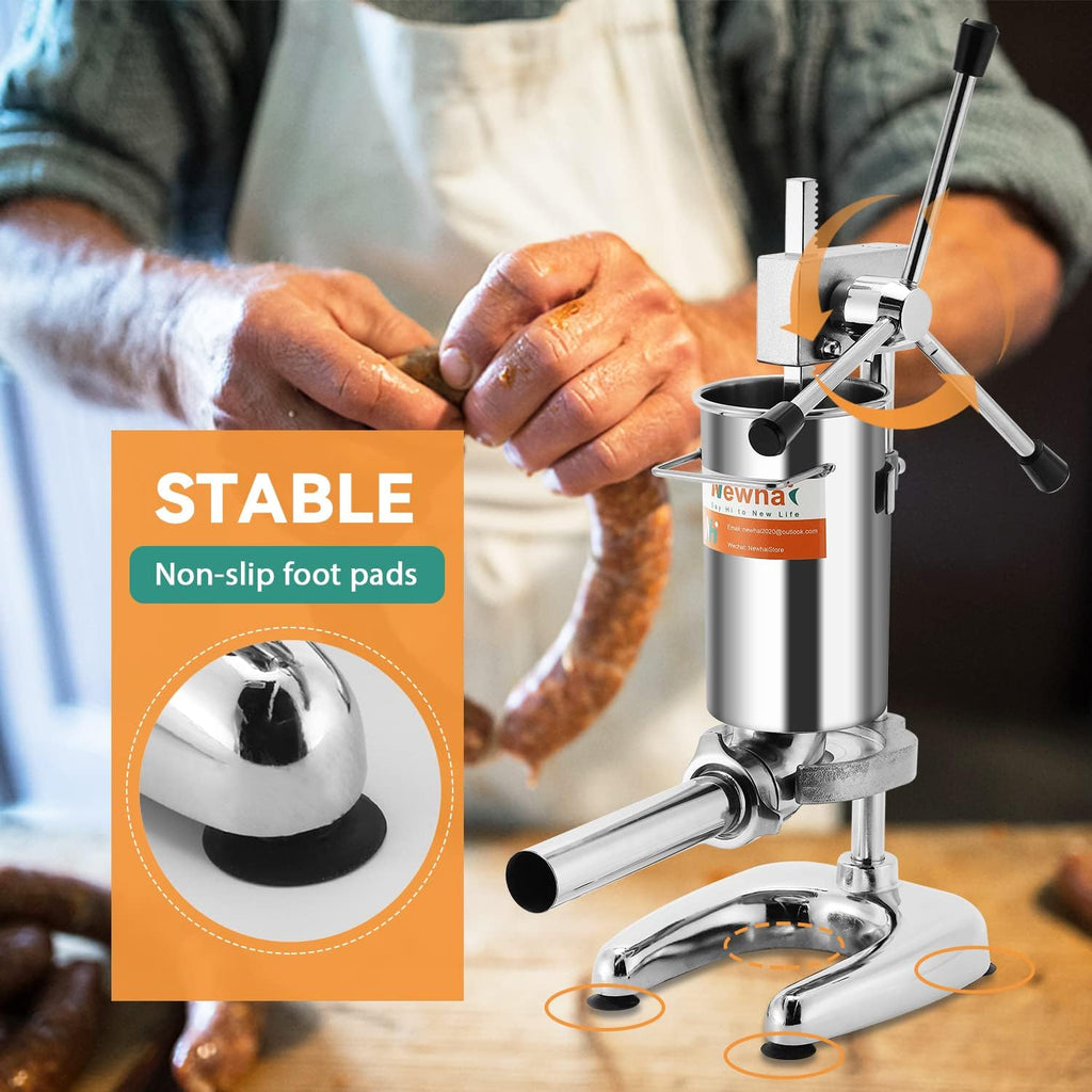 2L Manual Sausage Stuffer 4 Sausage Tubes Stainless Steel Meat Filler E439818