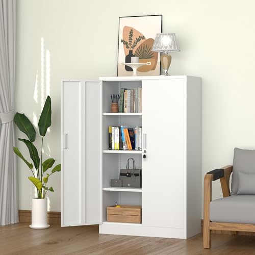 Black Metal Storage Cabinet with Locking Doors and Adjustable Shelves Q763401