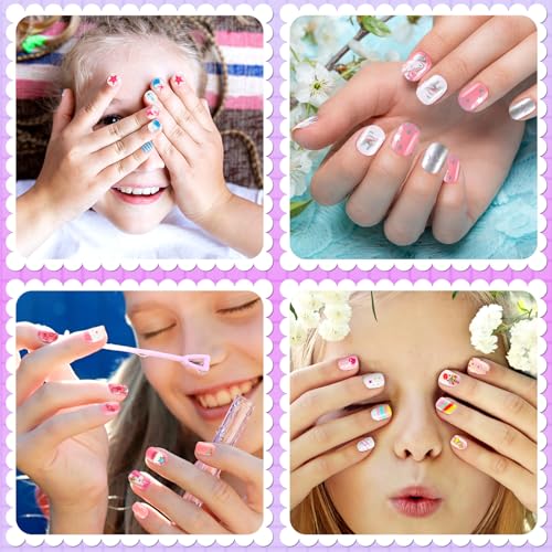 Christmas Kids Press on Nails 216Pcs 9 Pack Short Full Cover False Nail Tips G361