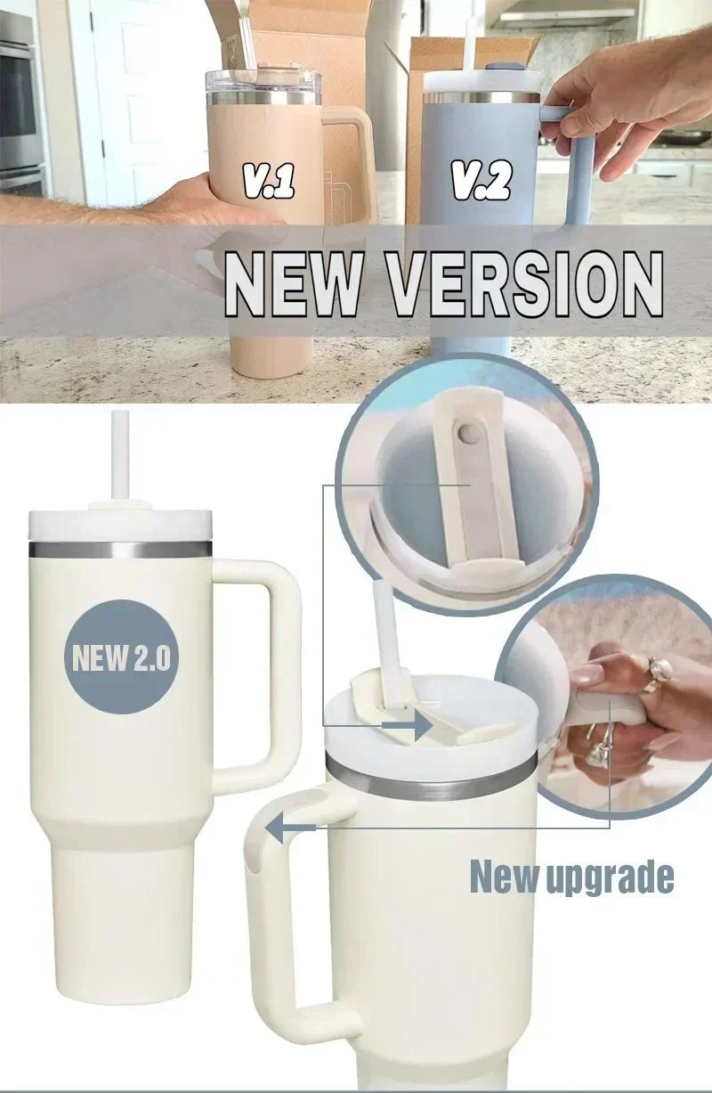 40oz Stainless Steel Insulation Cup With Handle Thermal Mug 1200ml E631