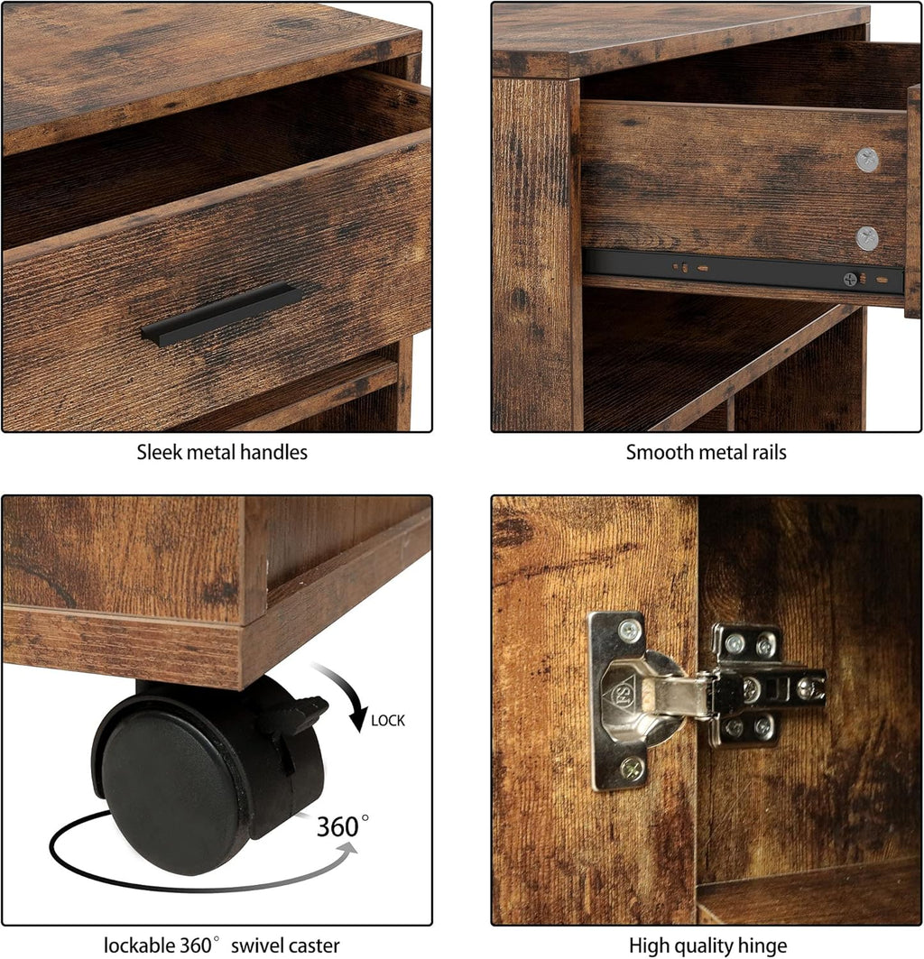 Large Mobile File Cabinet with Wheels, Drawer Door and Shelf J552367