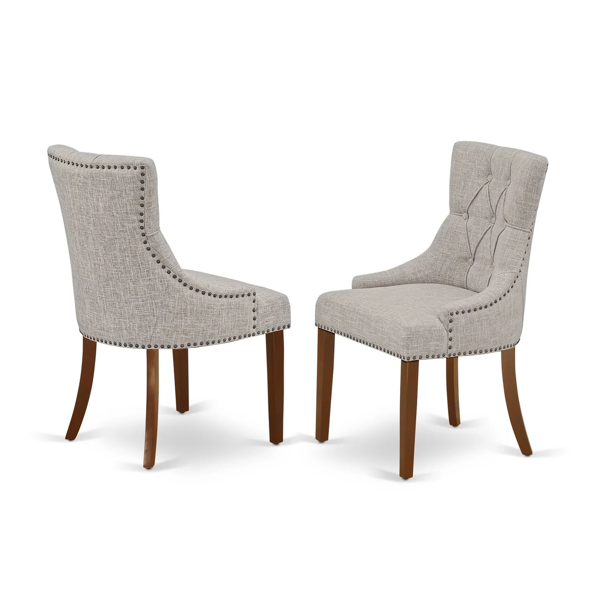 Linen Fabric Parson Chair with Mahogany Leg J424