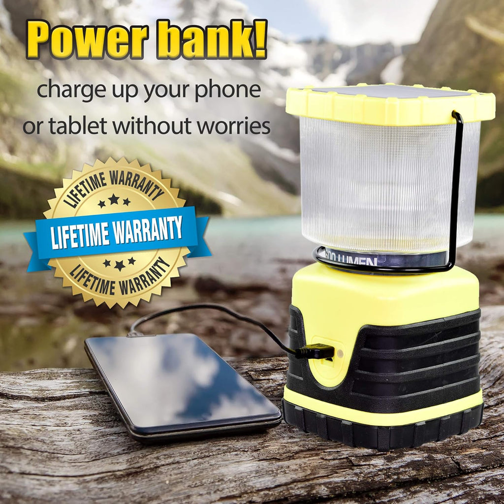 Solar Camping Lantern 600 Lumen USB Power Bank Pack of 2 K15104