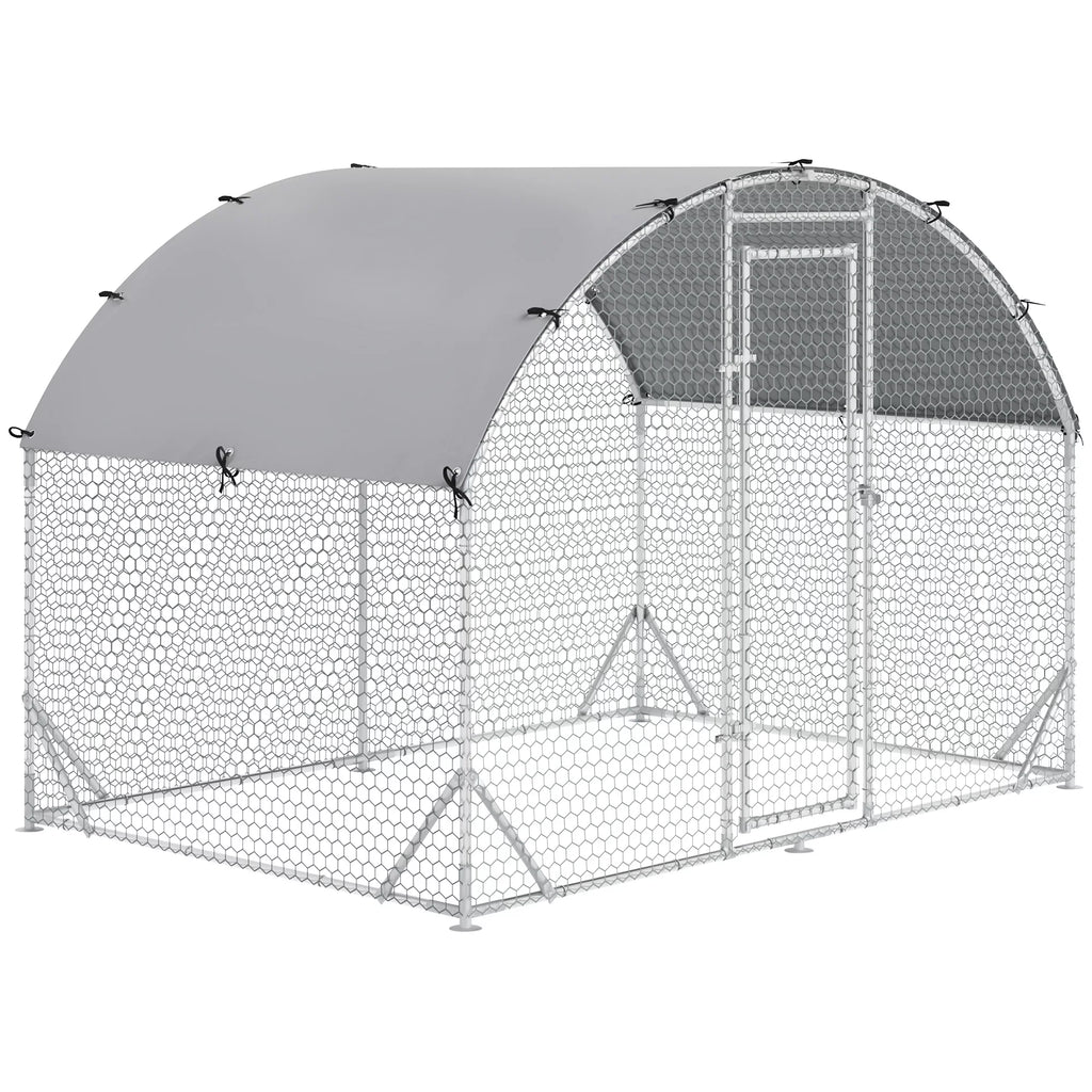 Metal Chicken Coop Walk-in Enclosure with Cover Z1565