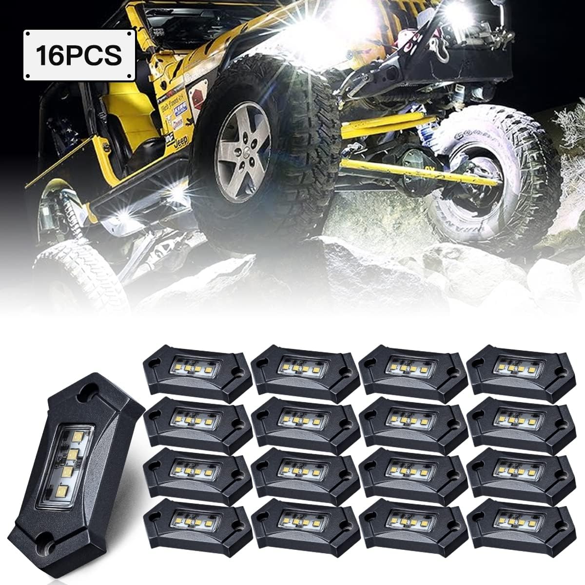 16Pods White LED Rock Lights H228