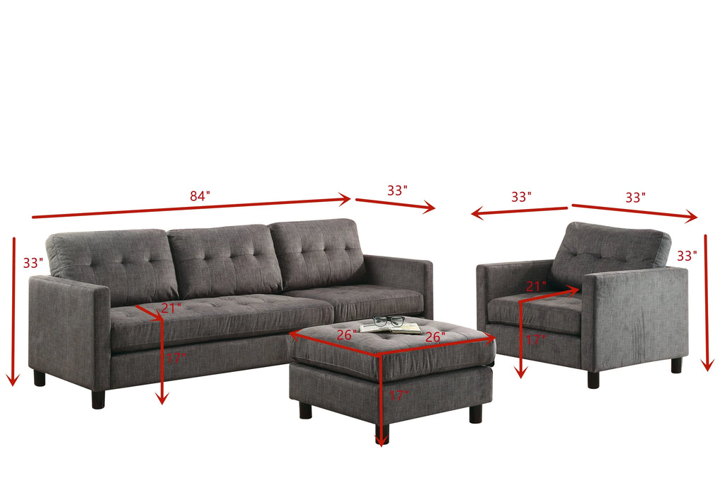 Gray Fabric Sectional Sofa R557