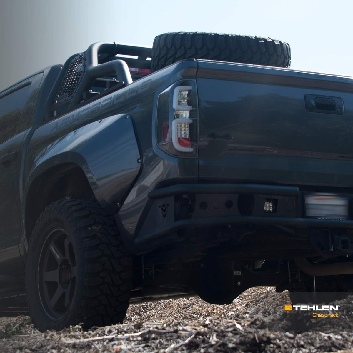 Matte Black Truck Bed Roll Bar with Tire Carrier W5693
