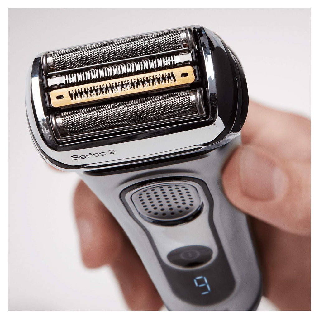 Silver Electric Shaver, Wet and Dry, Rechargeable Cordless Razor with Clean & Charge Station and Travel Case N676