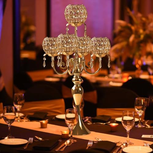 Black Metal Crystal Tea Light Candle Holders Set G81907