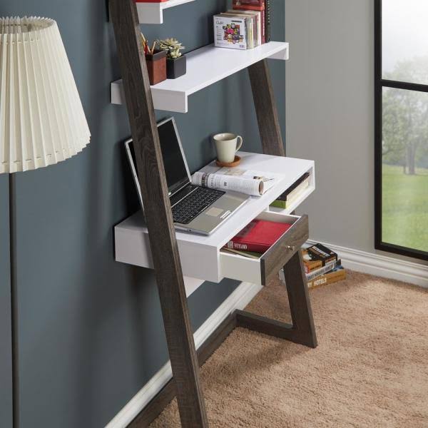 Distressed Gray Desk with 3-Shelves U655