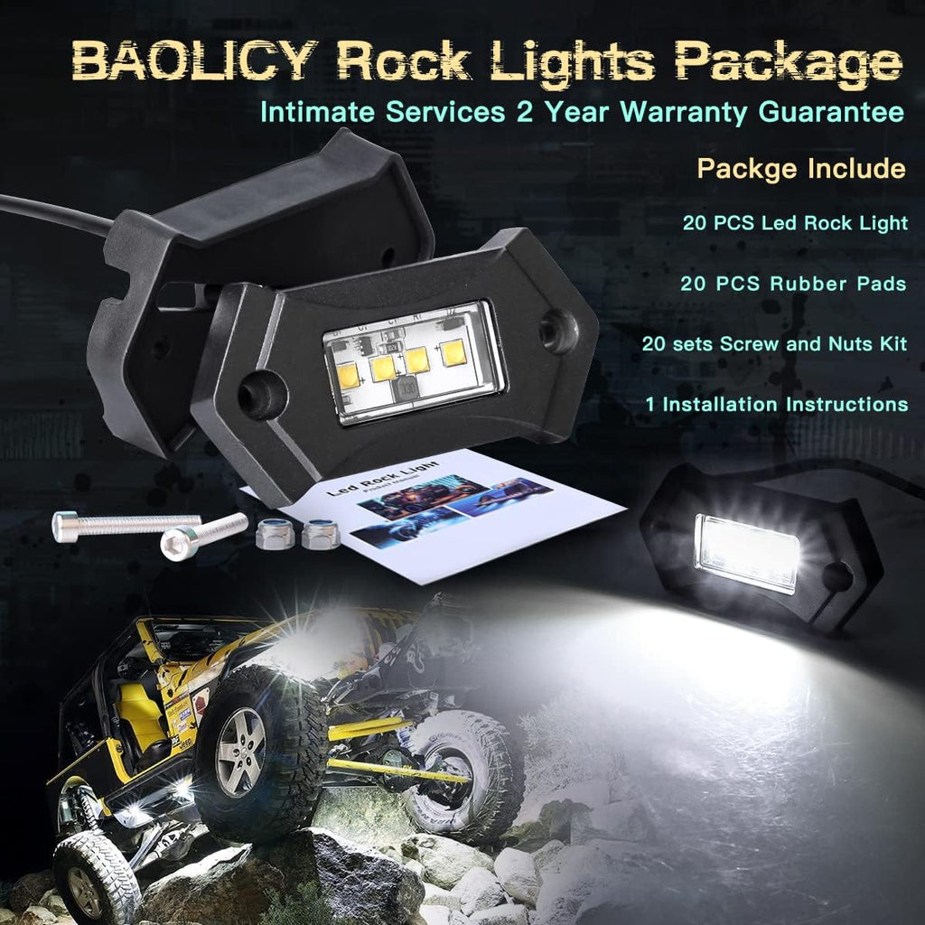 16Pods White LED Rock Lights H228