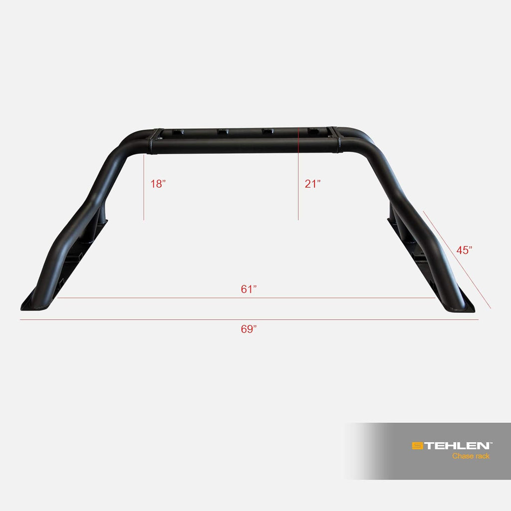Matte Black Truck Bed Roll Bar with Tire Carrier W5693