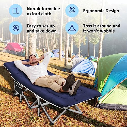 Portable Camping Cot with Thick Mattress and Carry Bag J858