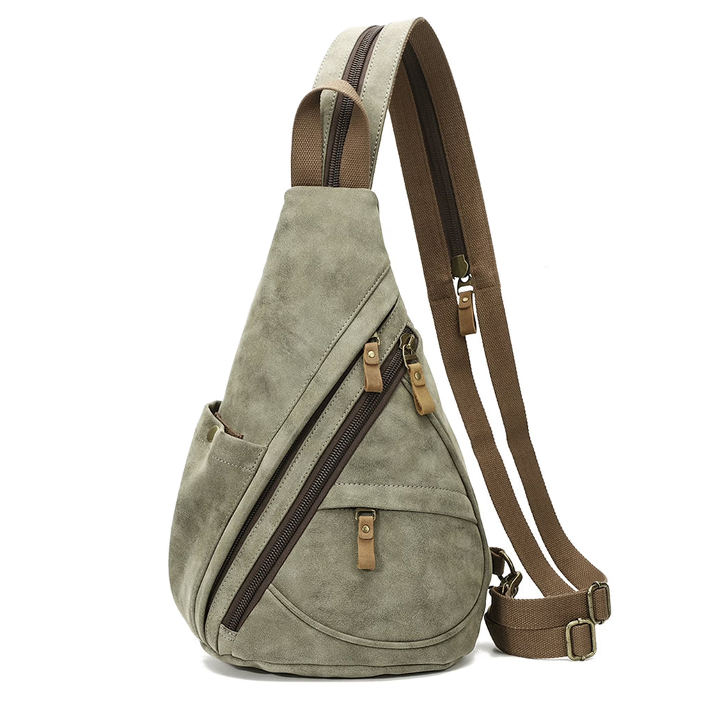 Olive Green PU Leather Sling Bag K387