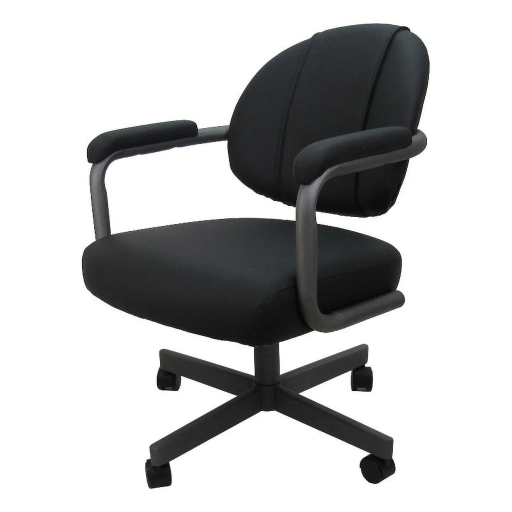 Black Vinyl Swivel Metal Dining Caster Chair S910