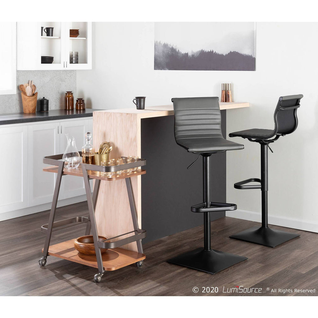 Black Metal Grey PU Barstool M84435