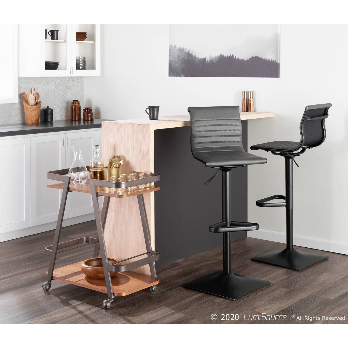 Black Metal Grey PU Barstool M84435